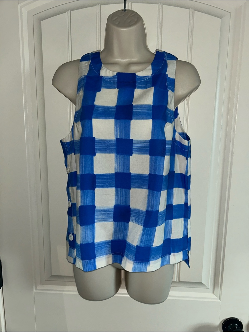 NEW Fifteen Twenty Blue and White Checked Sleeveless Camisole Sz S